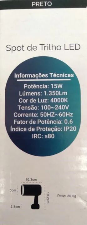 Spot Led de Trilho - 15W - ROYA - Caixa c/ 2 unids. - Foto 2