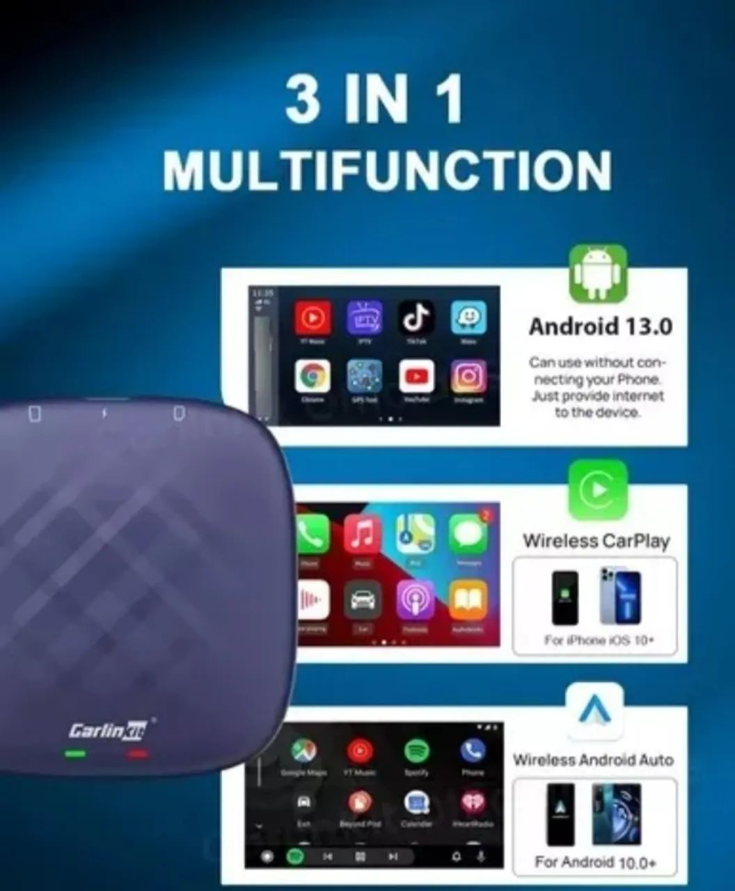 Streaming Box + 128g Android 13, 4G para Carro - Carplay - Foto 3