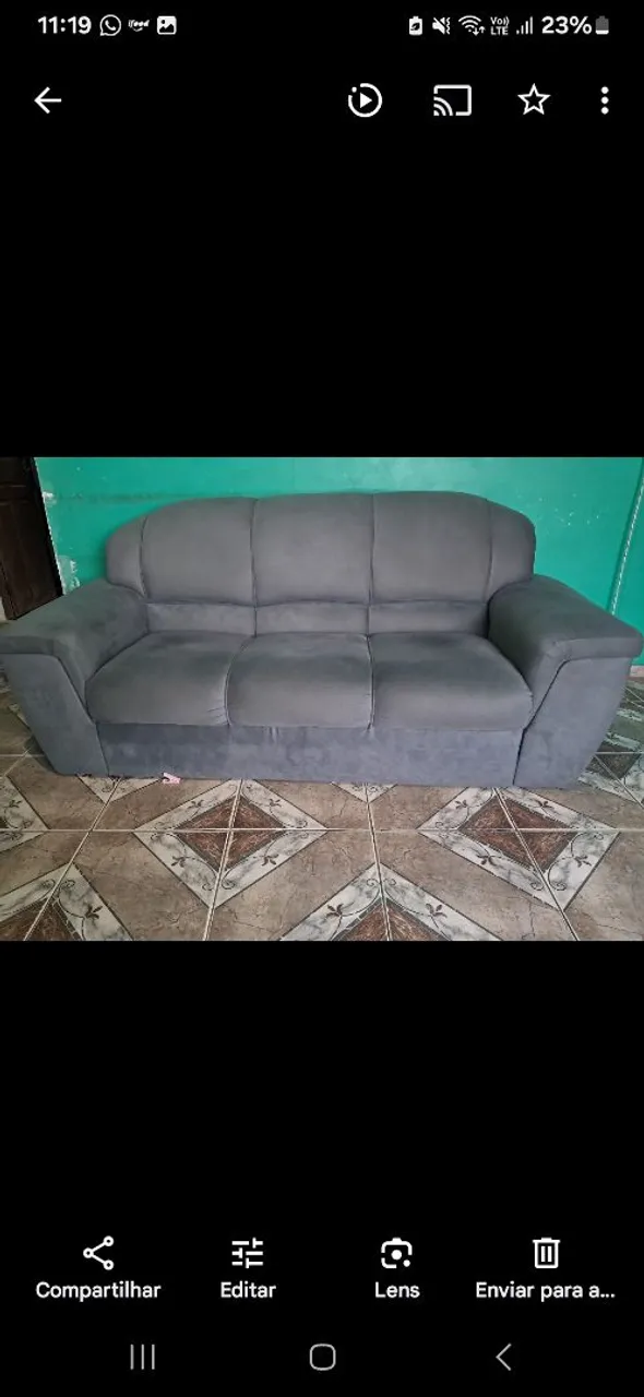 Sofá 3 lugares cinza