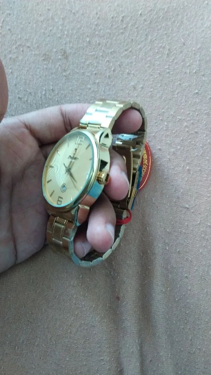 Relógio Pointer Dourado Novo - Aço Inox, Elegante e Original - Foto 3