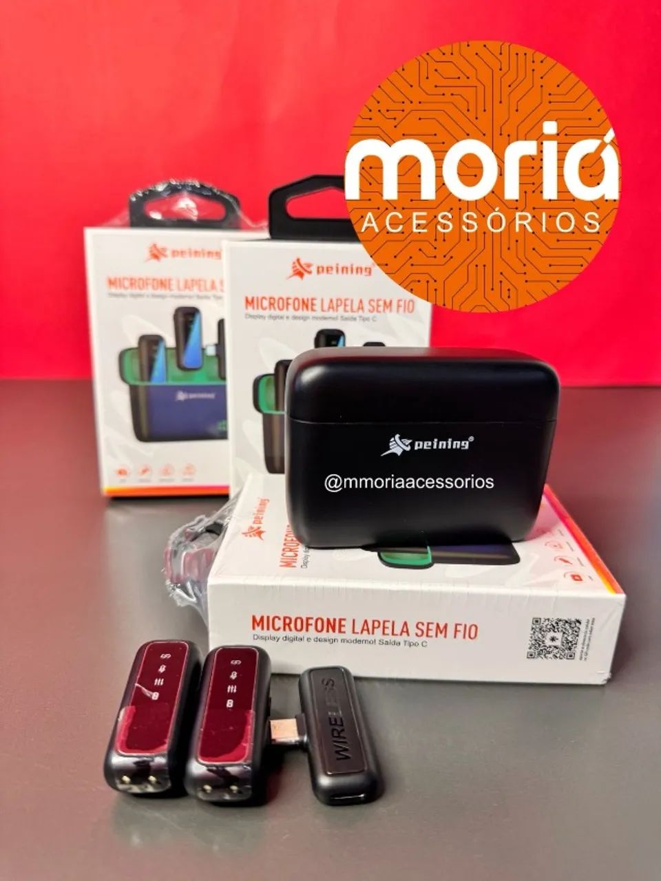 Microfone Lapela Duplo Typo C Sem Fio Com Display Led Digital Pei-mkf01 - Foto 2