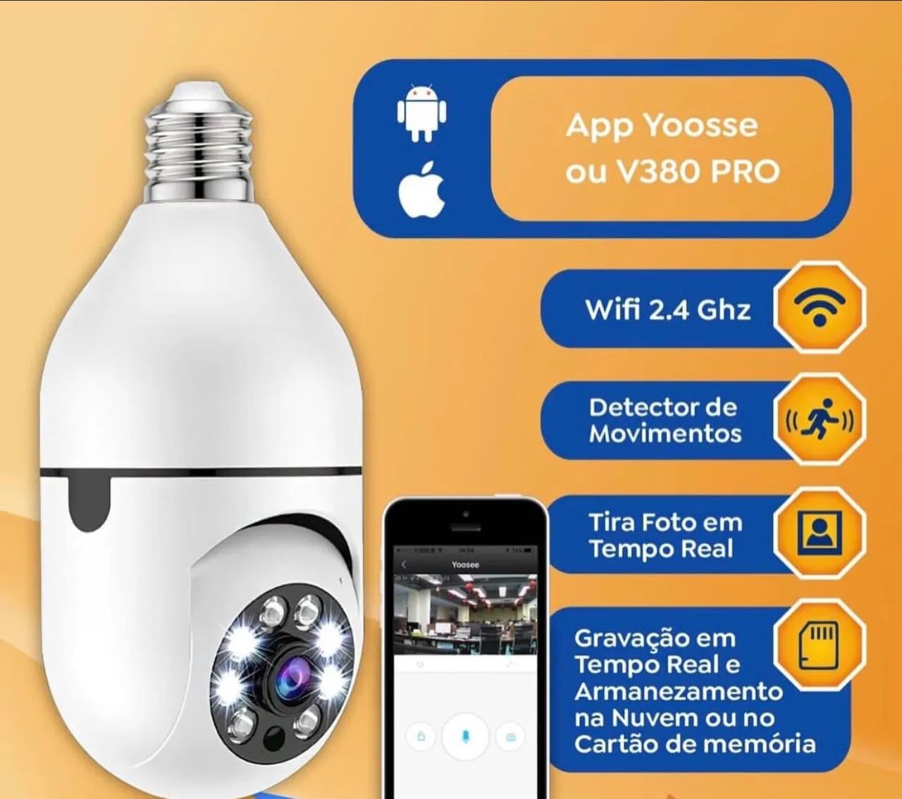 Câmera lâmpada v380 pro com bocal Entregamos 