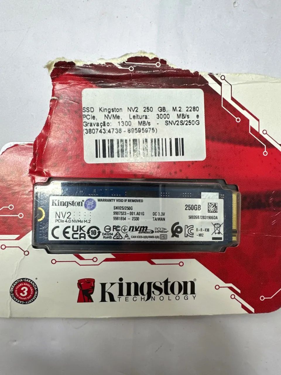 Ssd kingston nvme 250 gb