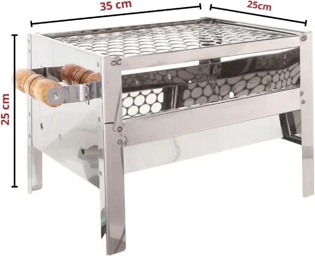 Churrasqueira de Bancada à Carvão INOX C/ Grelha Moeda Portátil - Foto 2