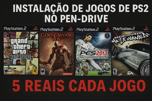 Jogos de PS2 para Pen-Drive - 5 Reais cada!