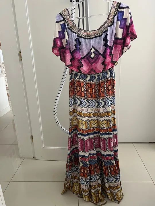 Vestido longo estampado tomara que caia (Farm) - Foto 3