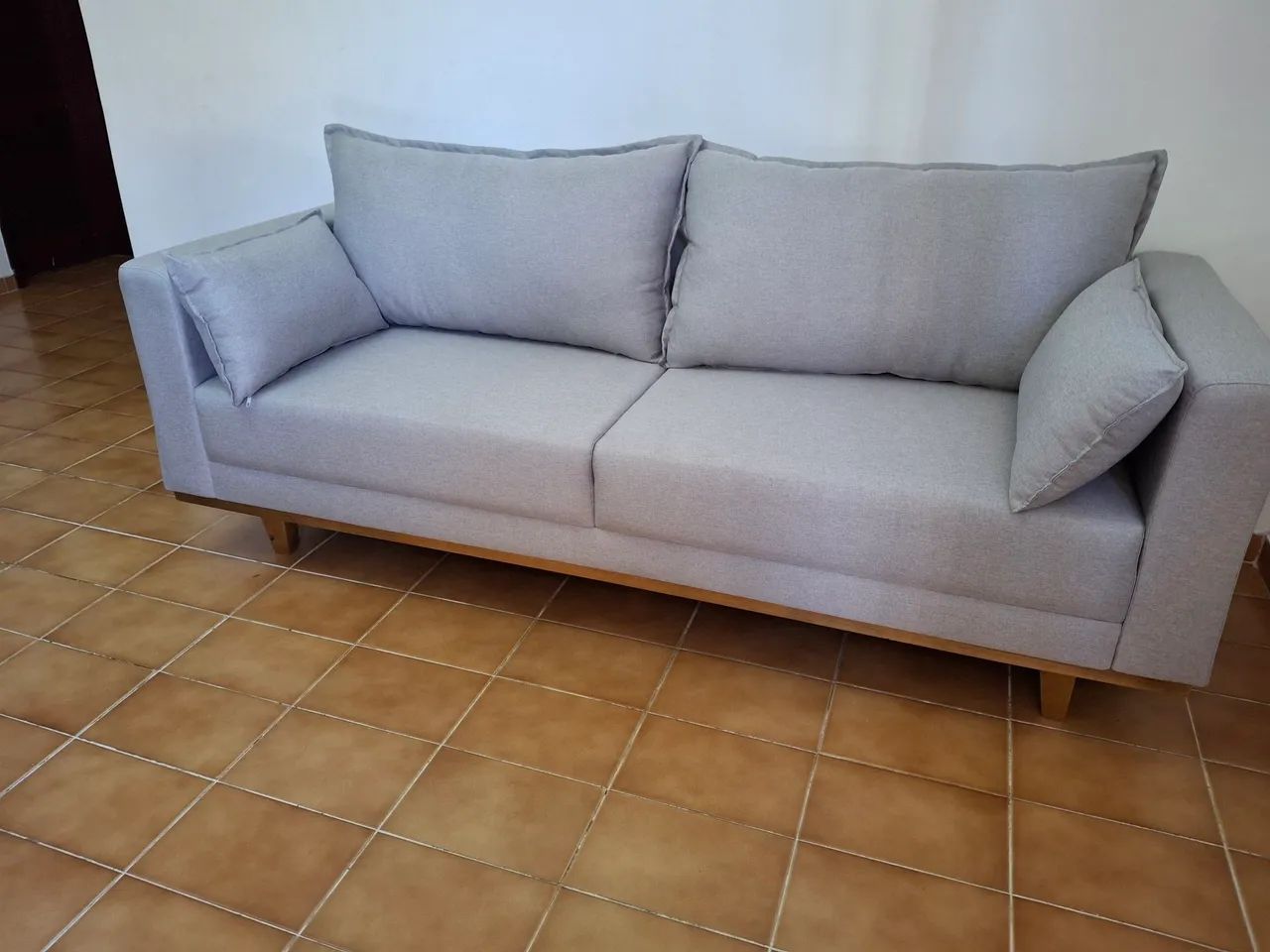 Sofá 5Lugares Cinza Claro em linho 2.20 