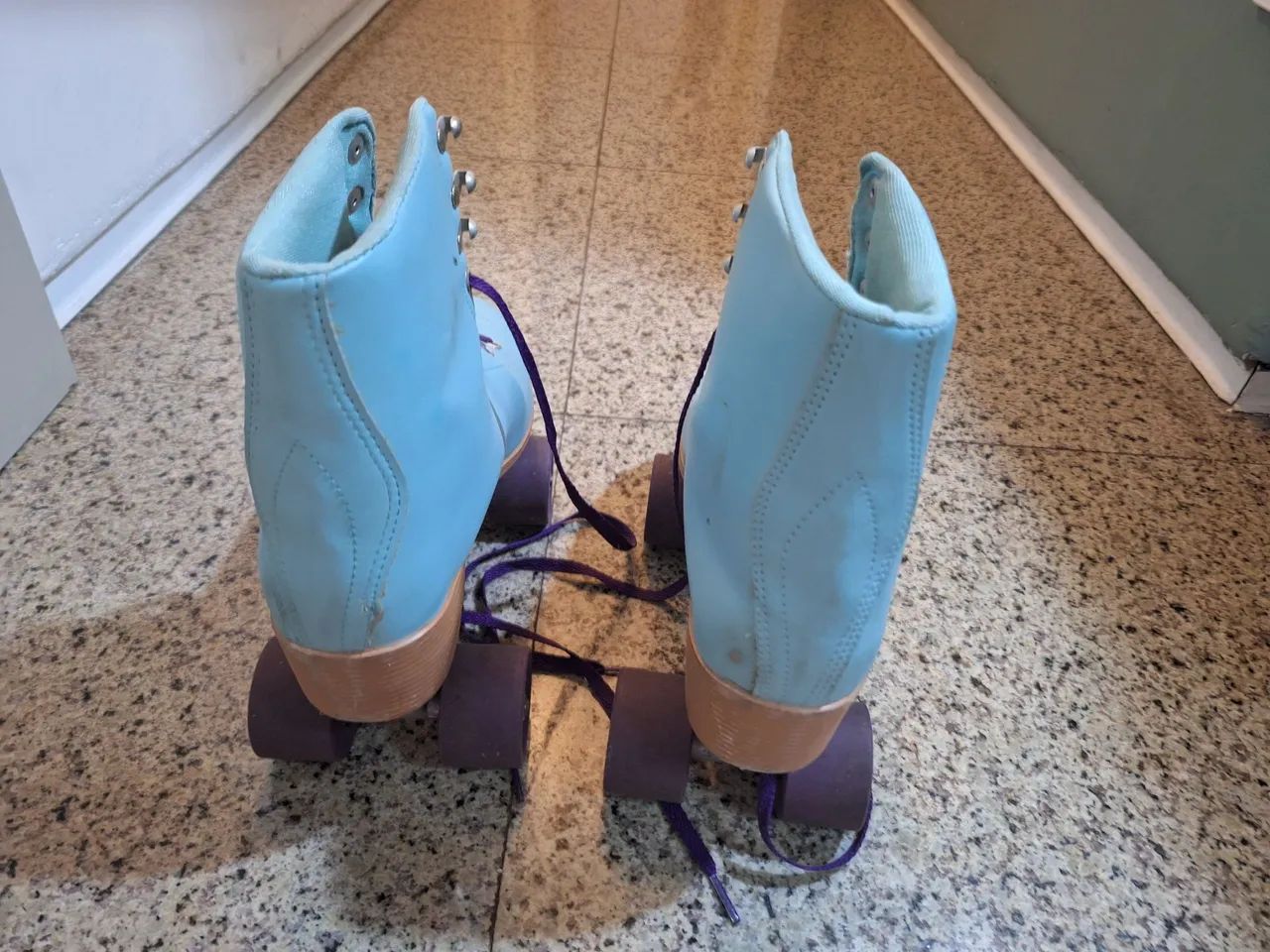 Patins Roller Quad Azul Bebê - Foto 3