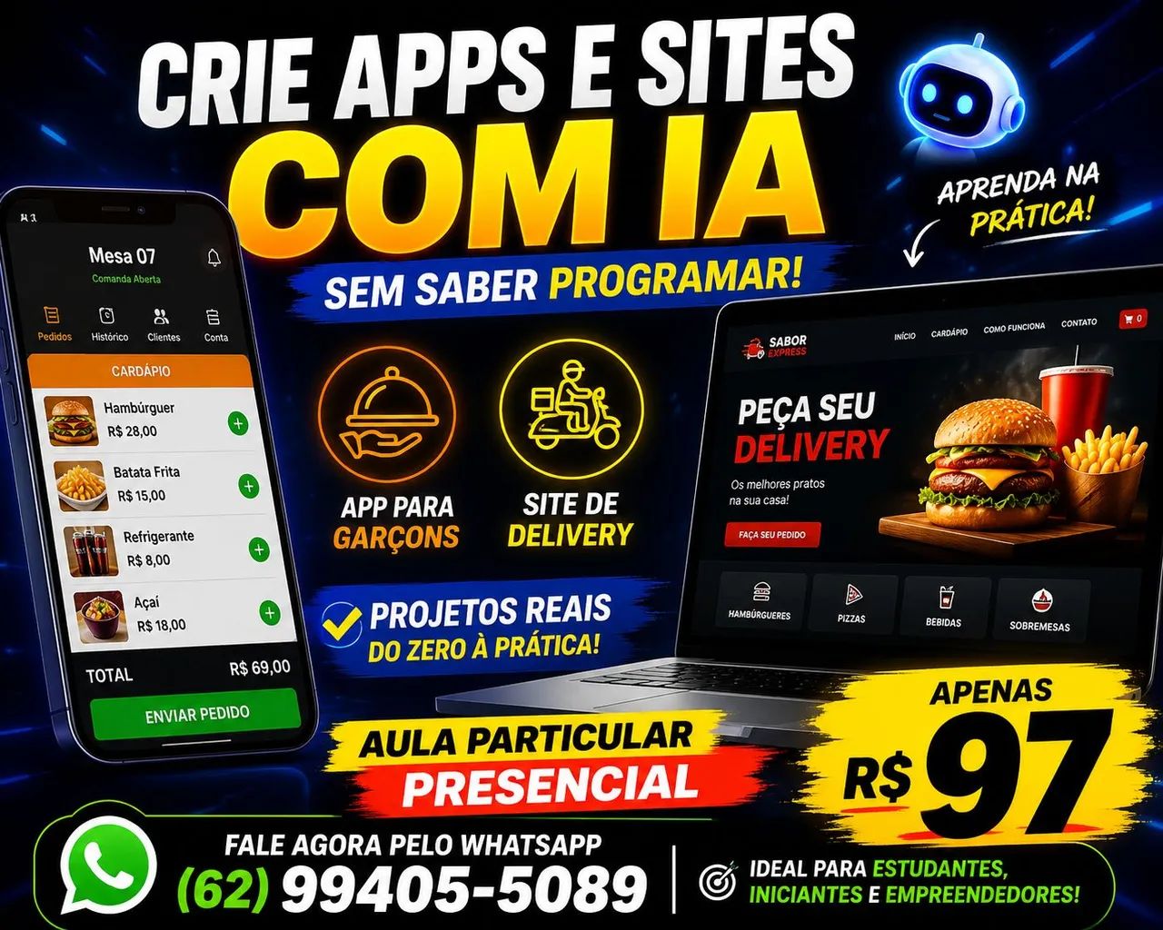 VOCÊ NÃO PRECISA SER PROGRAMADOR<br>? APRENDA A CRIAR APPS COM IA
