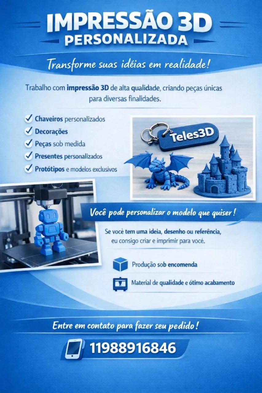 Adquira já o seu produto impresso em 3d!! 