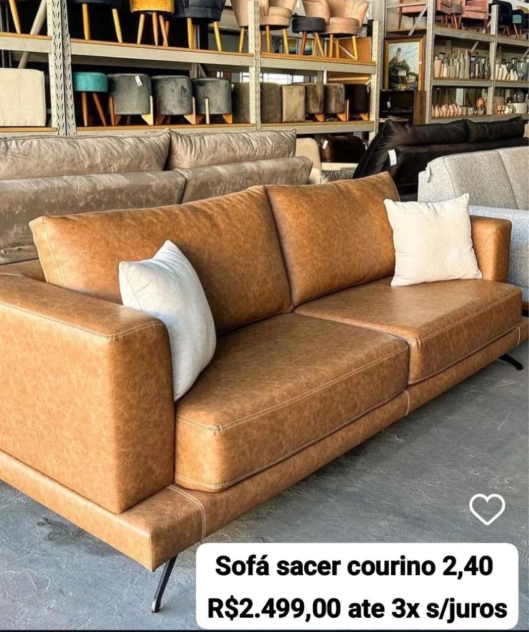 Sofá sacer courino 2,40 R$2.499,00 ate 3x s/juros