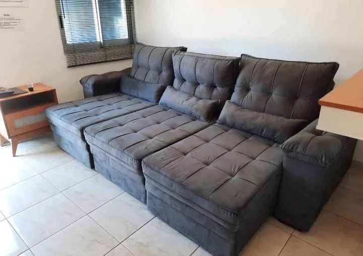 Lindooooo sofá retrátil e reclinável com MOLAS FRETE GRÁTIS 