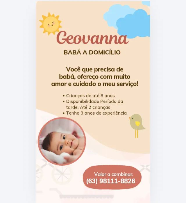 Ofereço serviços de babá!