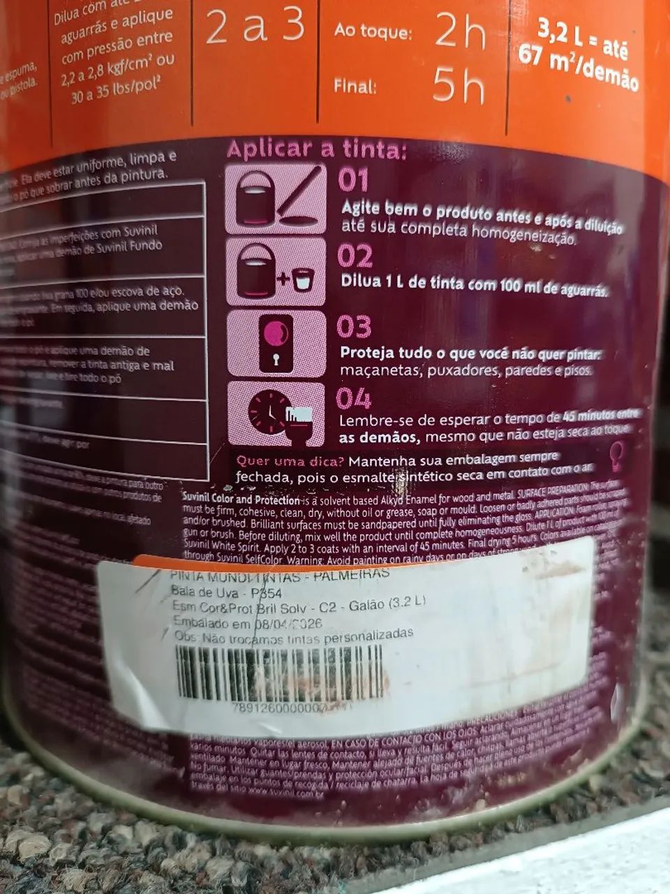 Esmalte Suvinil Premium bala de uva 3,2 litros  - Foto 3