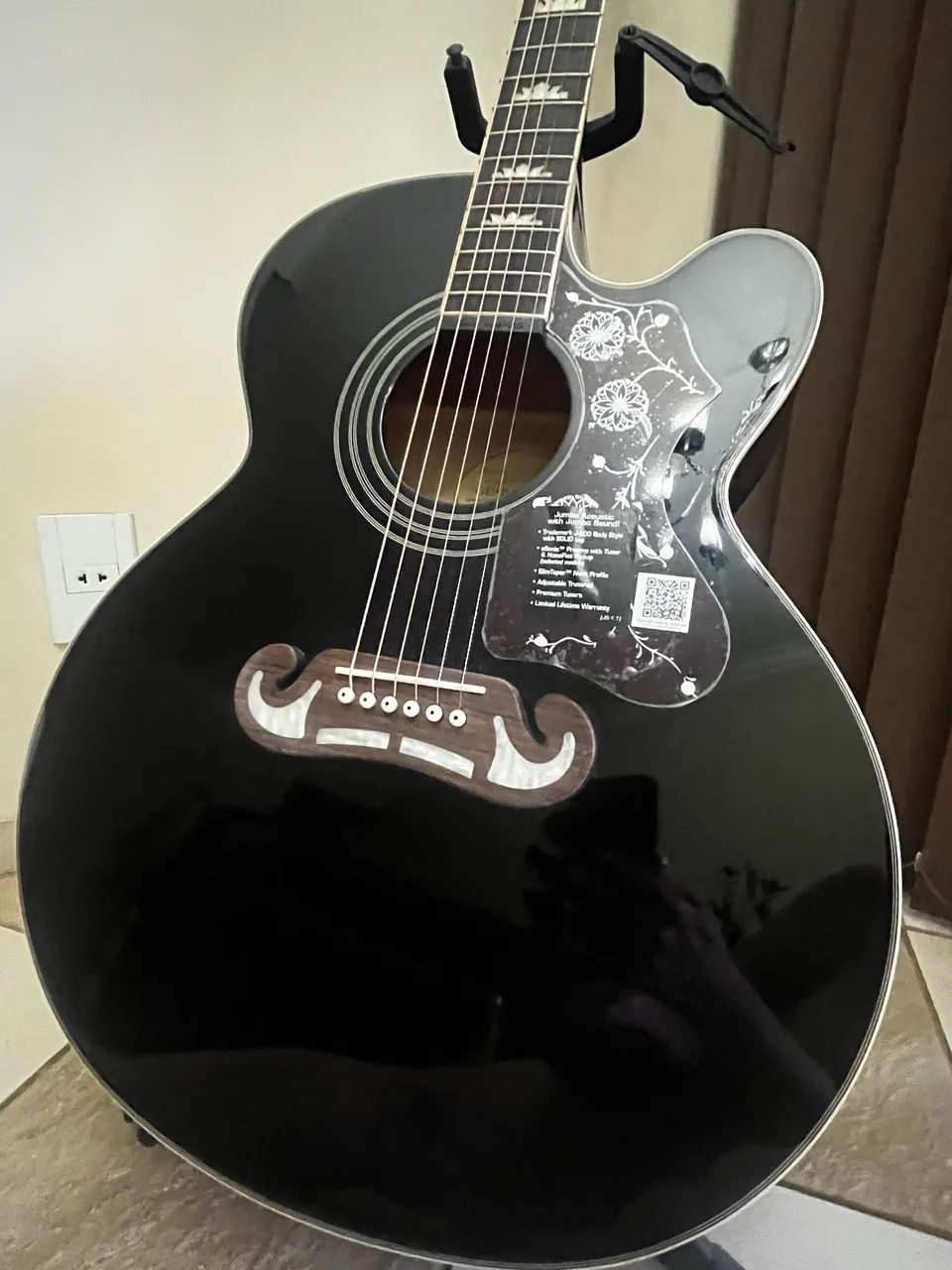 violão elétrico epiphone ej 200 sce gold black - Foto 2