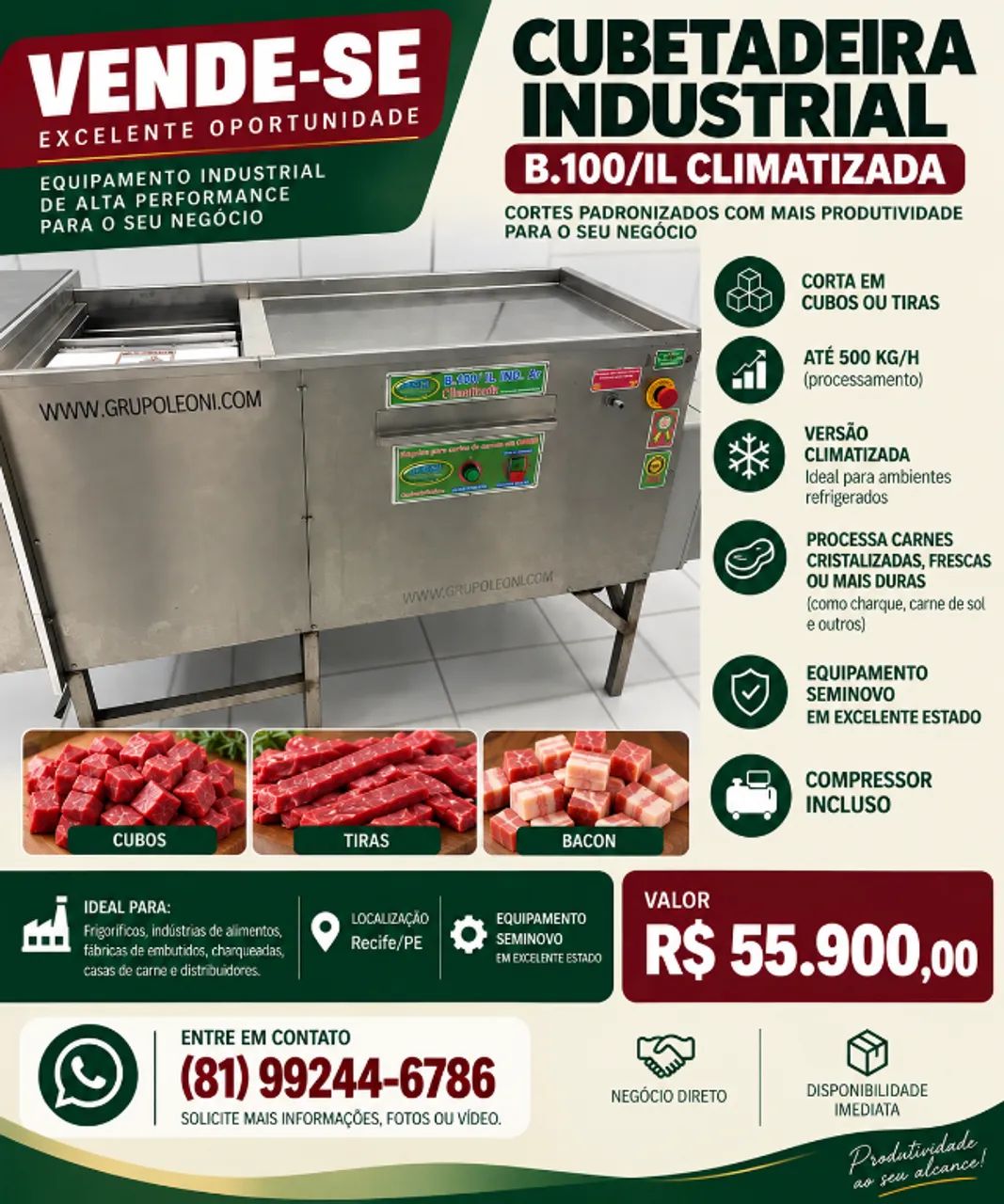 CUBETADEIRA LEONI B100 CLIMATIZADA SEMINOVA + COMPRESSOR