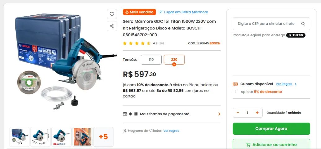 SERRA MÁRMORE BOSCH GDC 151 - Foto 4
