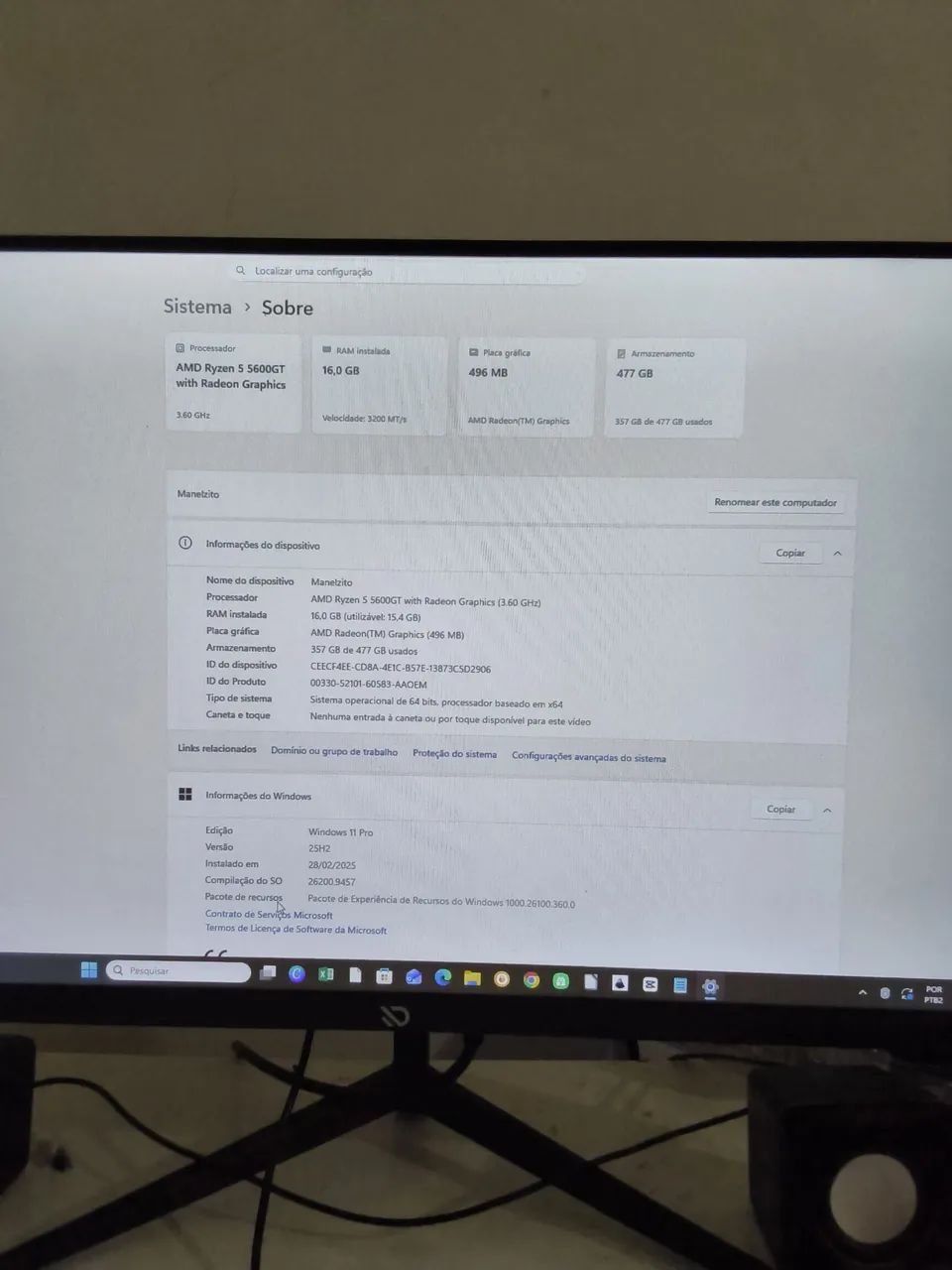 PC GAMER - 16gb Ram DDR4 | SSD 480gb | Ryzen 5 5600GT | W11 Pro - Foto 4
