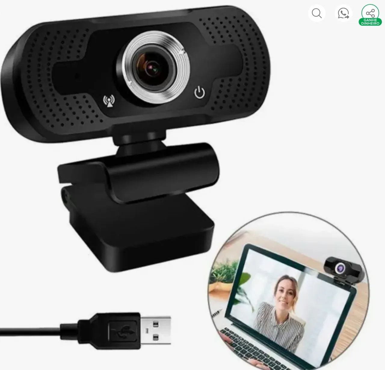 Full Hd 1080p Webcam Microfone Visão Computador Câmera Cor Preto - Foto 2