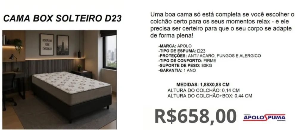 CONJUNTO SOLTEIRO D23 APOLO ESPUMAS 