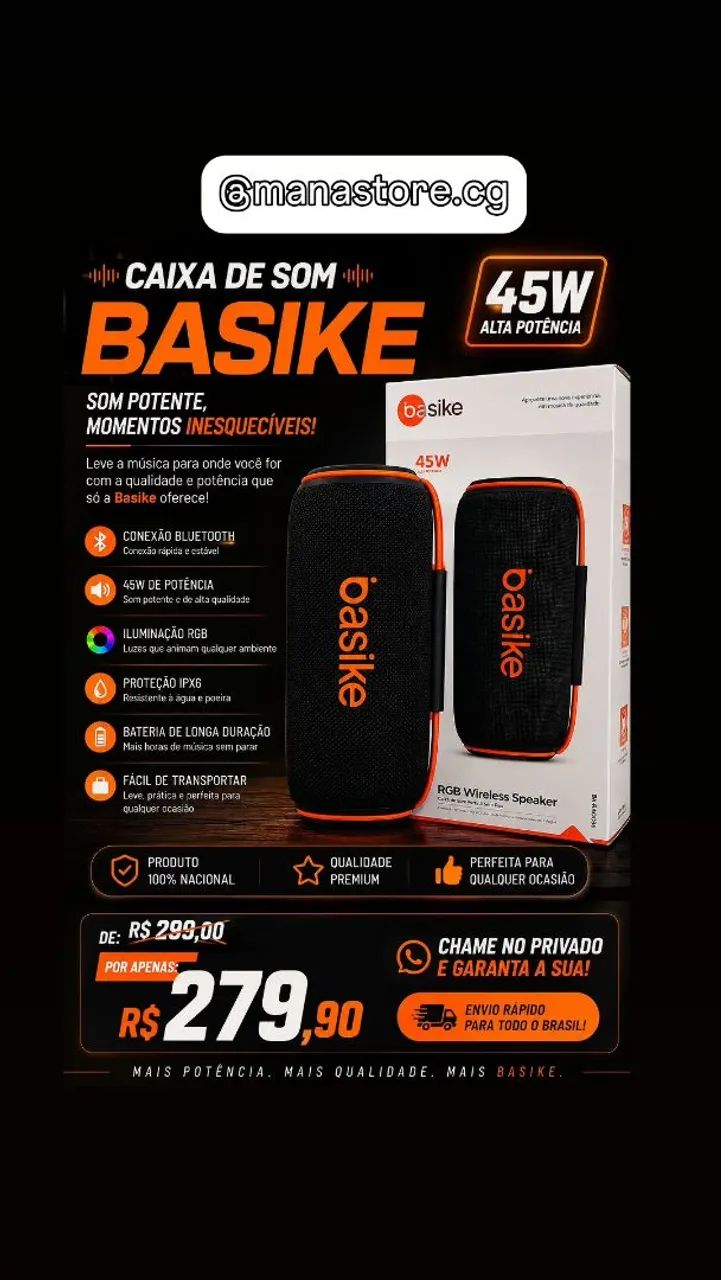 Caixa de som portátil Basike 45W