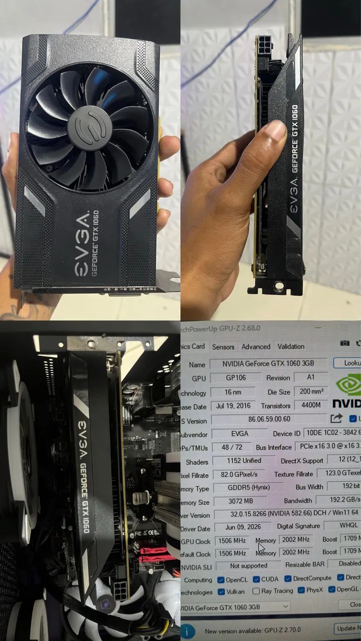 Placa de vídeo GTX 1060 de 3bg em ótimo estado! - Placas de Vídeo