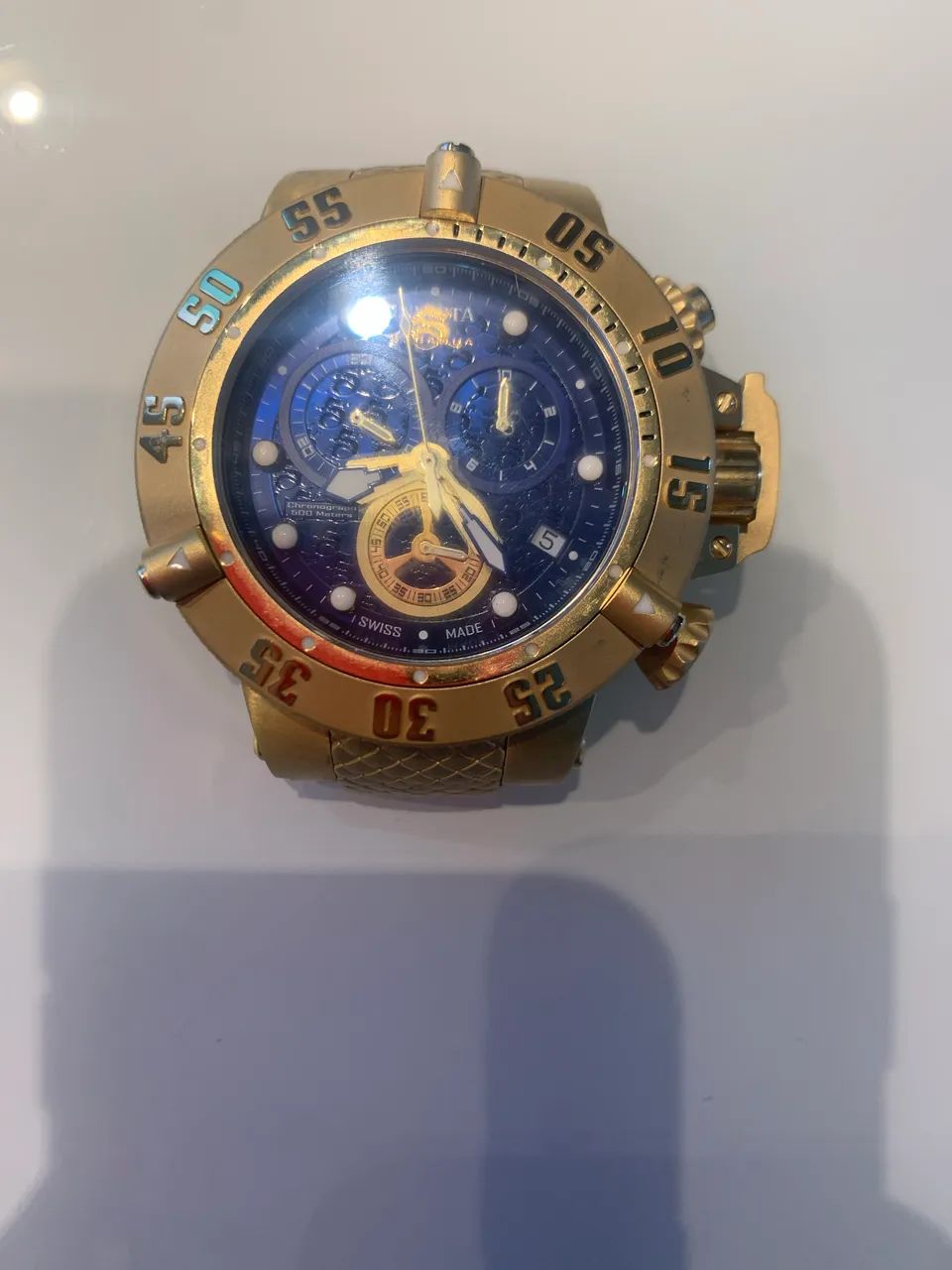 Relógio Invicta Subaqua Original - Dourado/Azul - Oportunidade