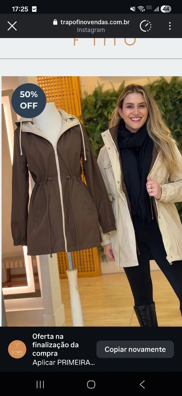 Parka impermeável dupla face