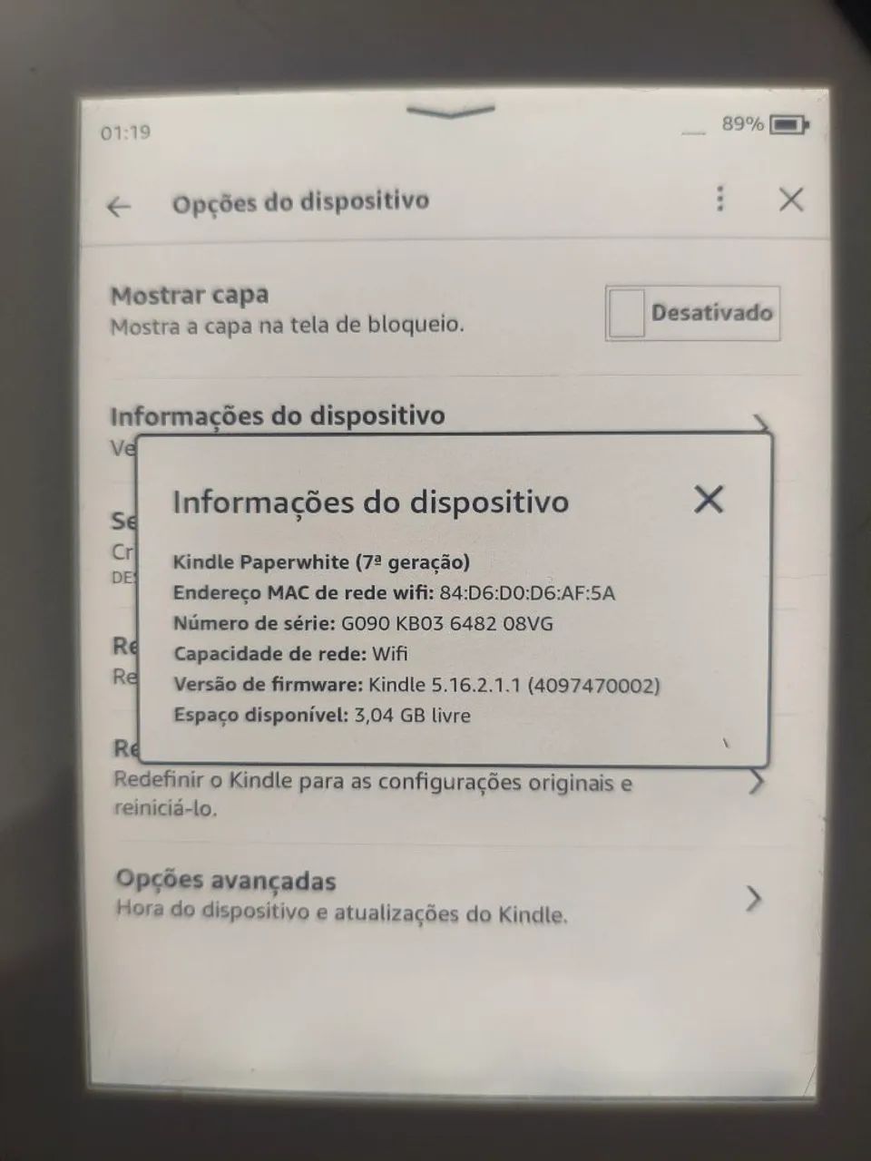 KINDLE PAPERWHITE BRANCO AMAZON