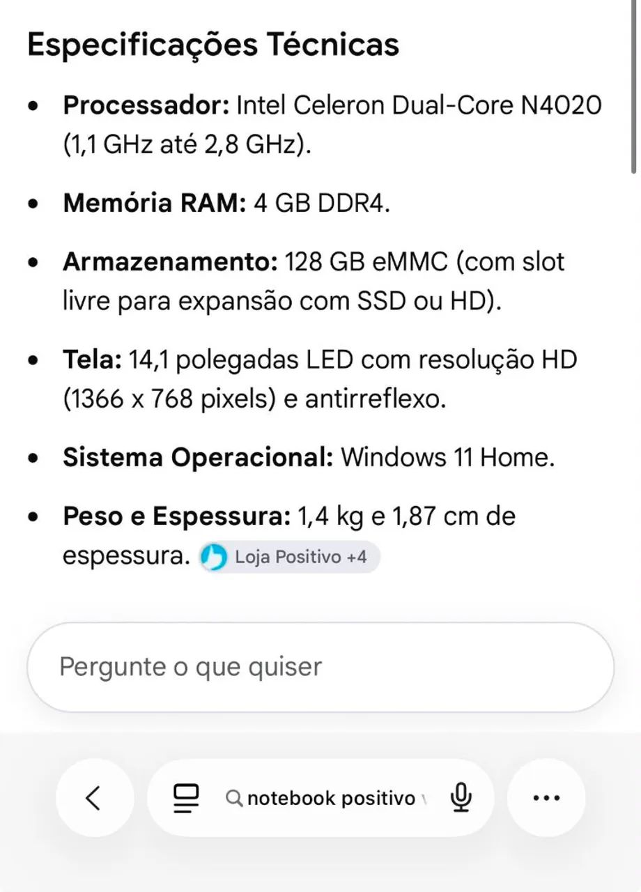 Notebook Positivo Vision C C4128A-14 Intel Celeron 4GB 14.1 Windows 11 Home - Foto 2