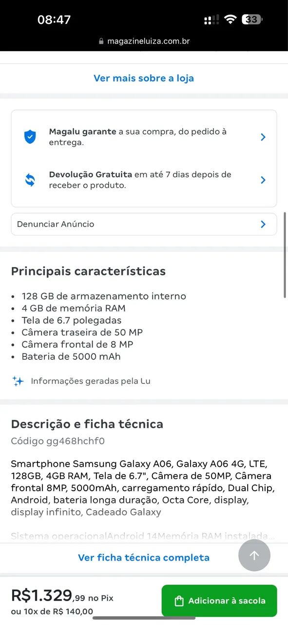 Samsung A06 128GB Perfeito  - Foto 4