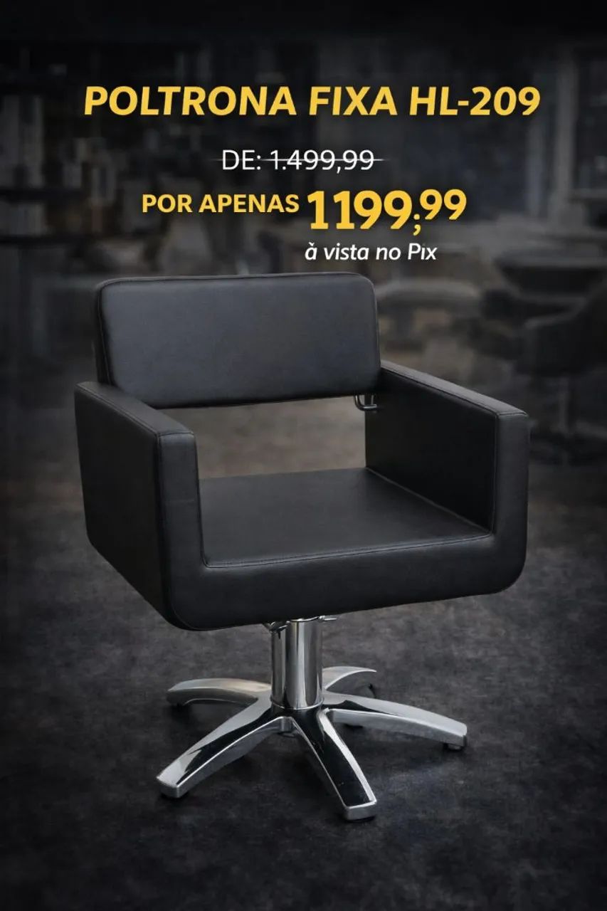 Poltrona Fixa Profissional para Salão com Braços Estofados e Conforto Premium