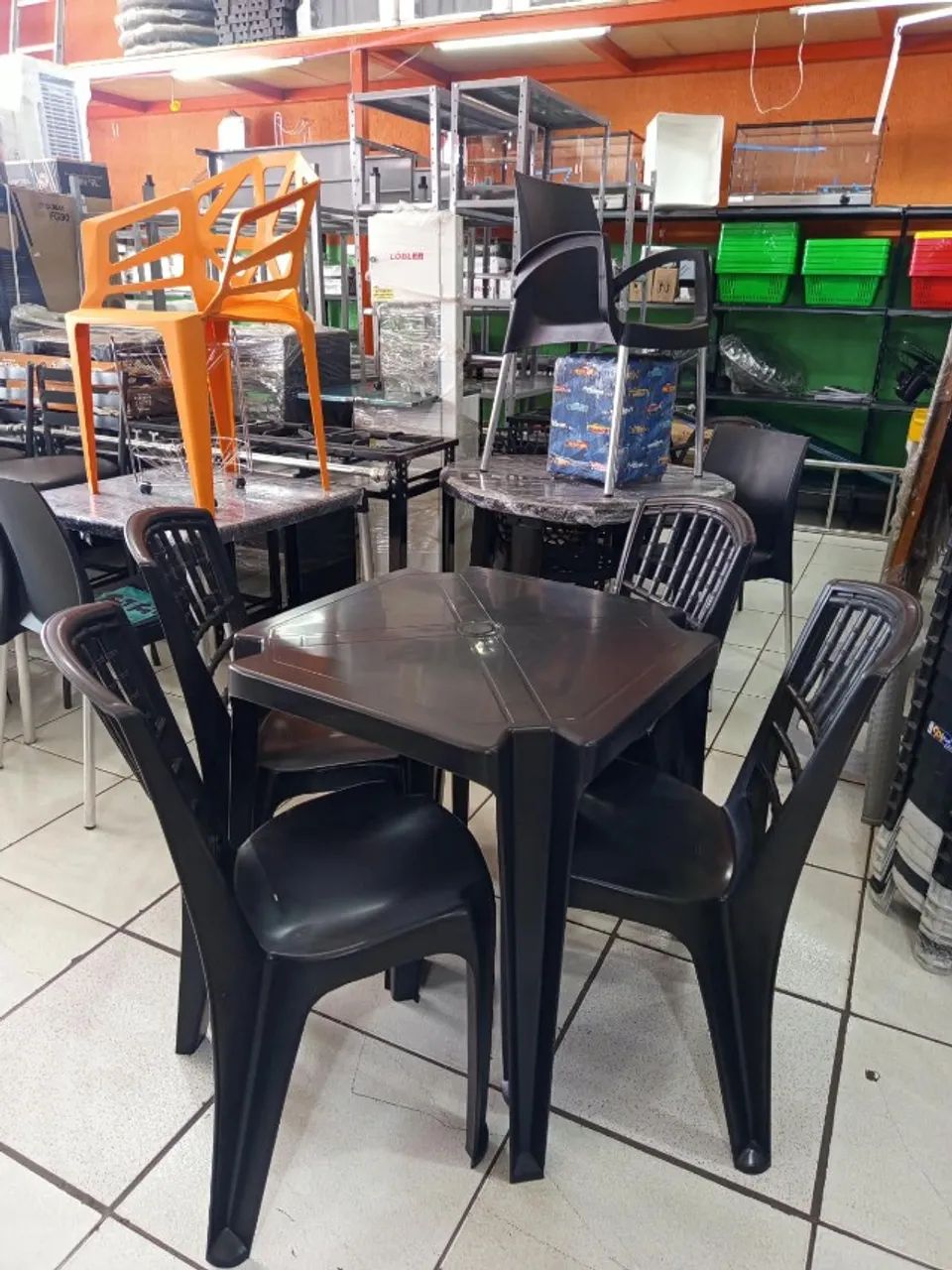 Jogo de mesa cadeira mexicana preta (NOVA)