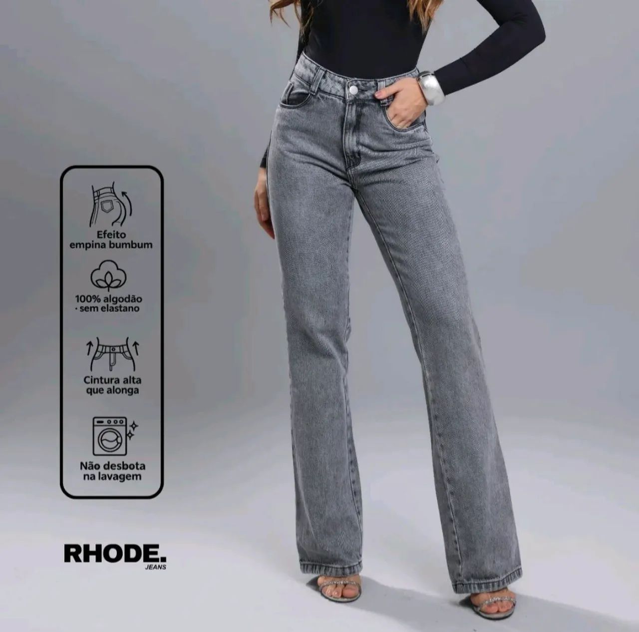 Calça jeans feminina Rhode cinza tamanho 40