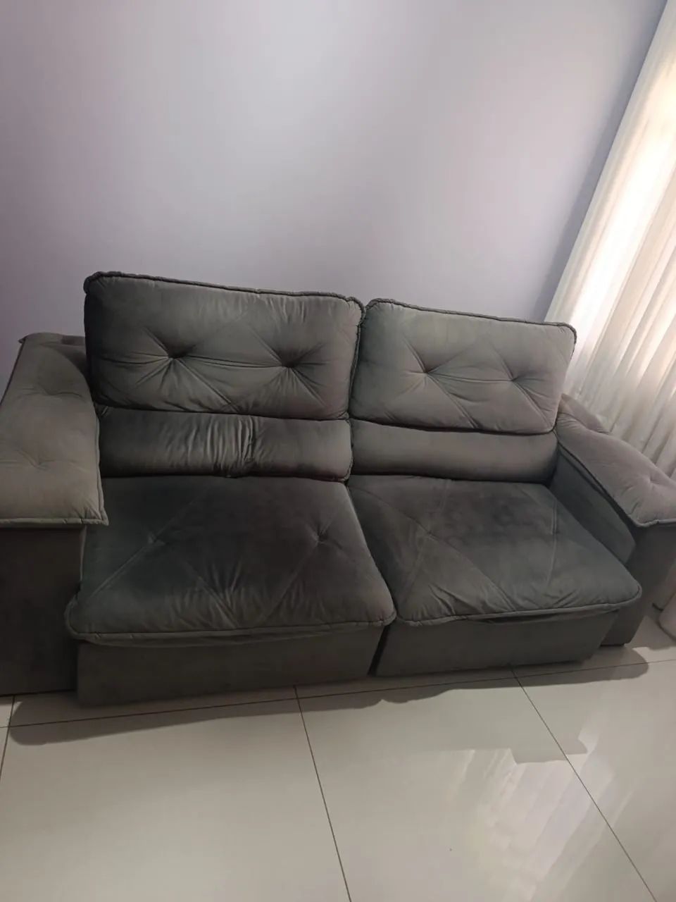Sofá retrátil suede 