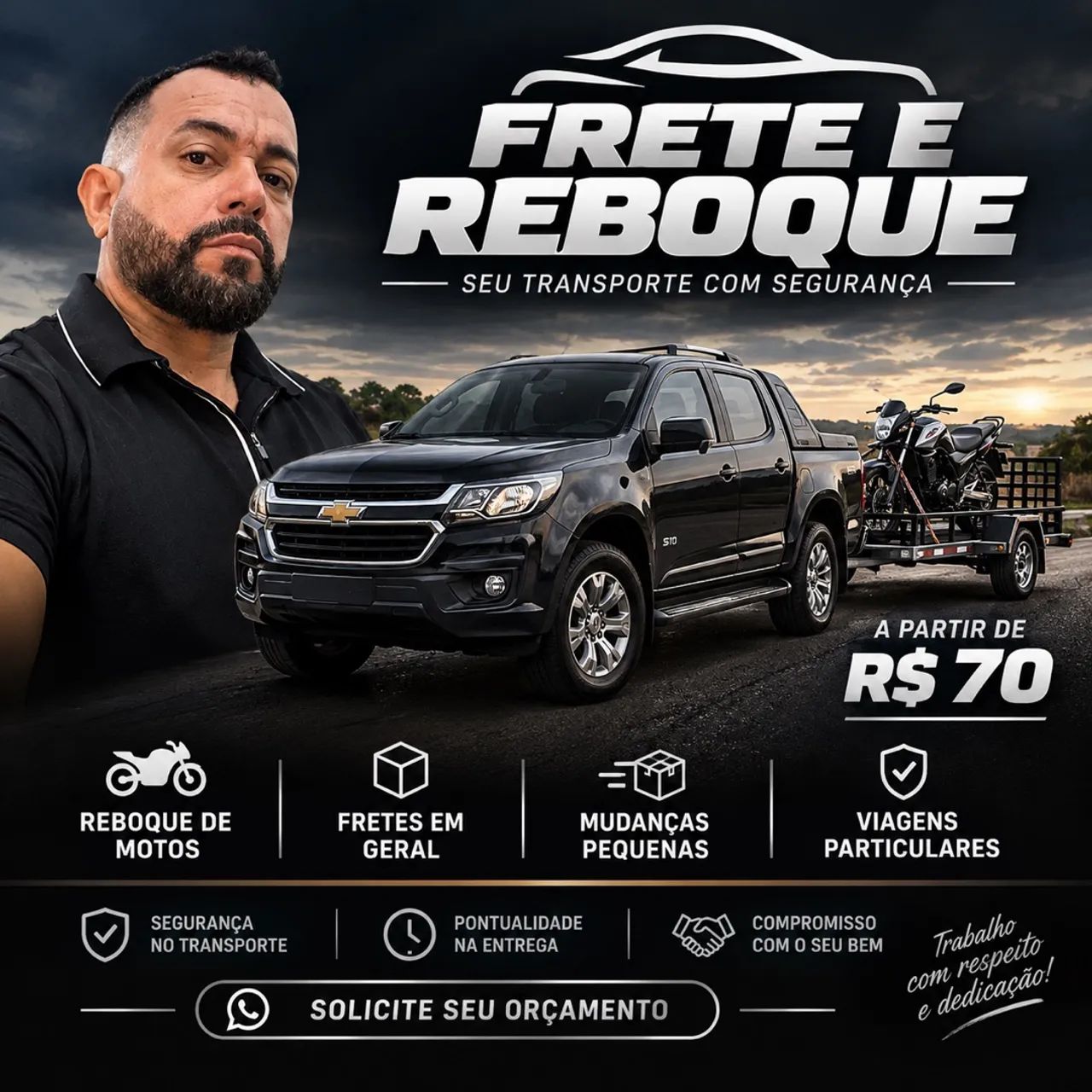 Frete pequeno e Reboque motos