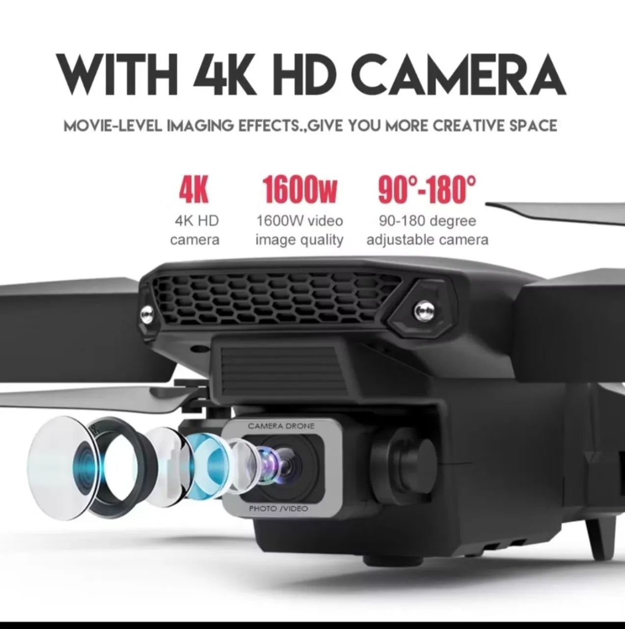 DRONE E88 PRO COM IMAGENS EM 4K - Foto 2