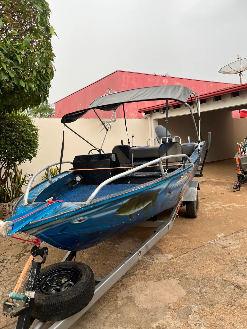 Lancha completa barco motor e carreta totalmente documentado - Foto 5