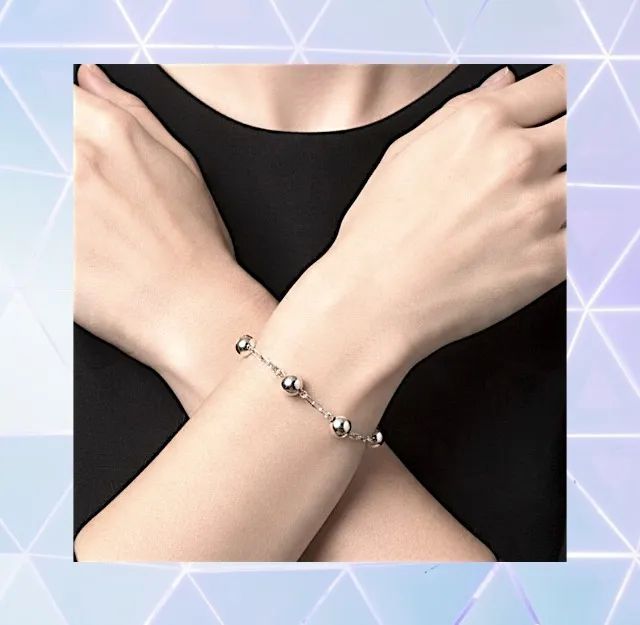 Pulseira de Prata Polida Com Elo Cartier e Bolinhas - Foto 3