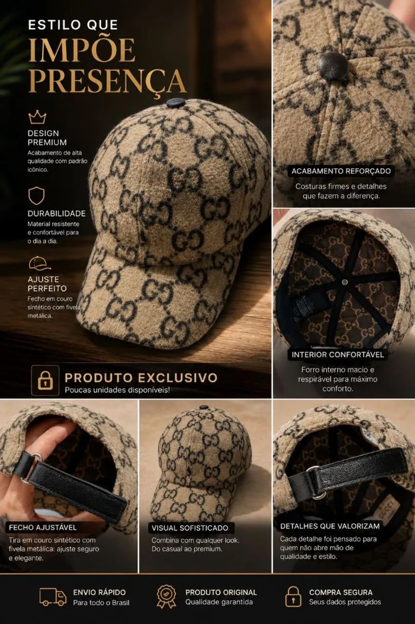Boné gucci canvas gg