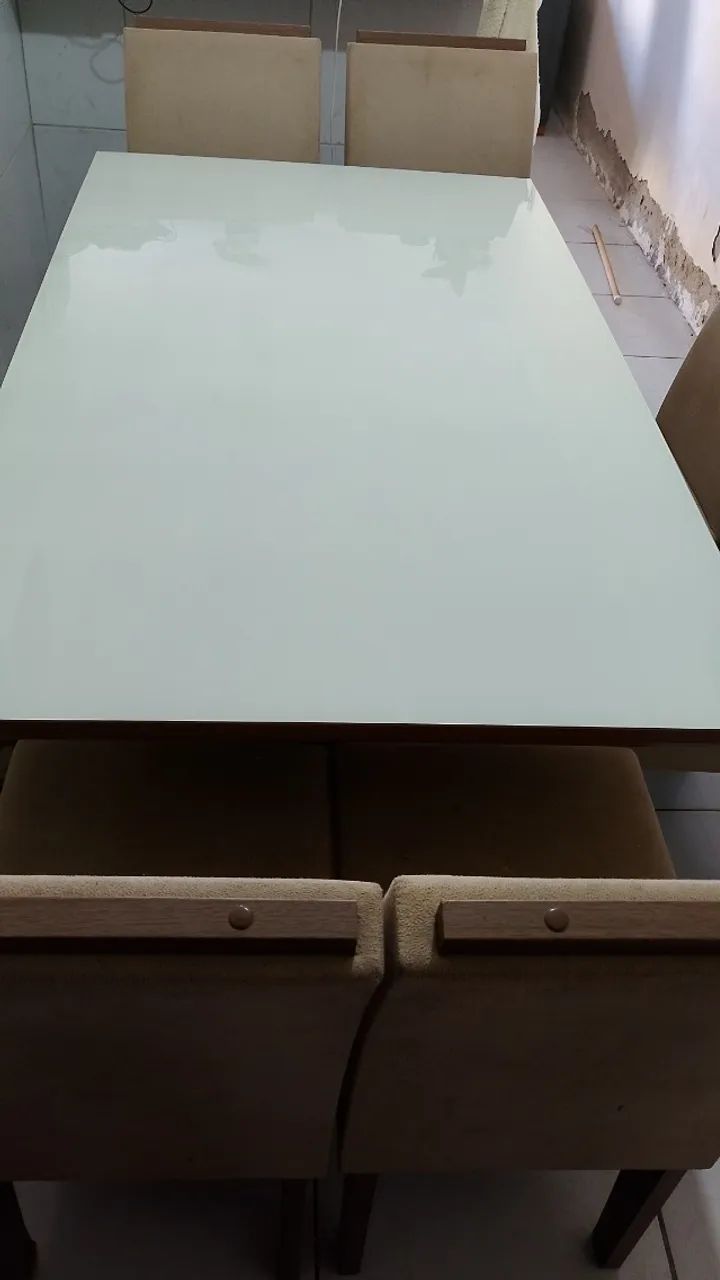Mesa Madeira tampa de vidro