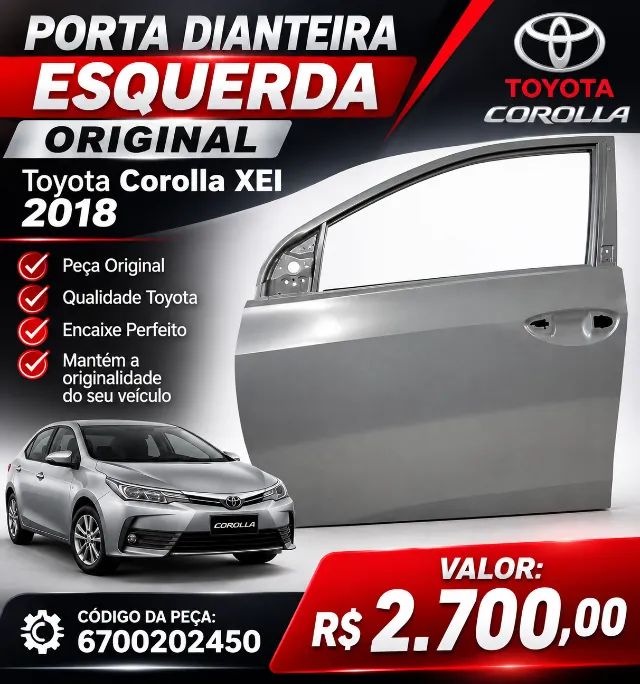 Porta Dianteira Esquerda Corolla Xei 2018  - Foto 3