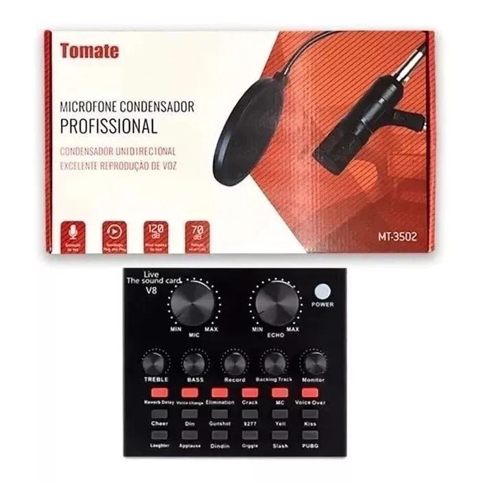 Kit Podcast com Microfone e Placa 431117195805337603