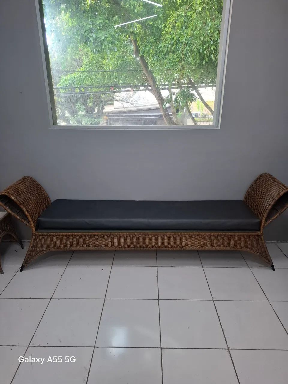 Sofá namoradeira- Chaise - Recamier - em vime conjunto de 3 peças 