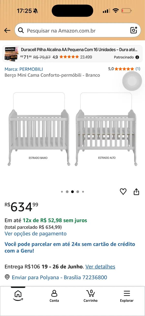 Berço mini cama 