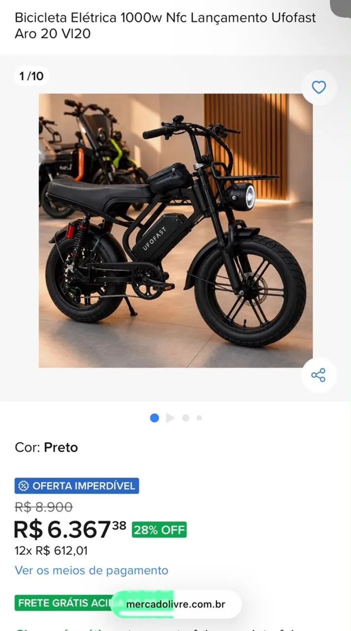 Bicicleta elétrica UfoFast 1000w - Foto 2