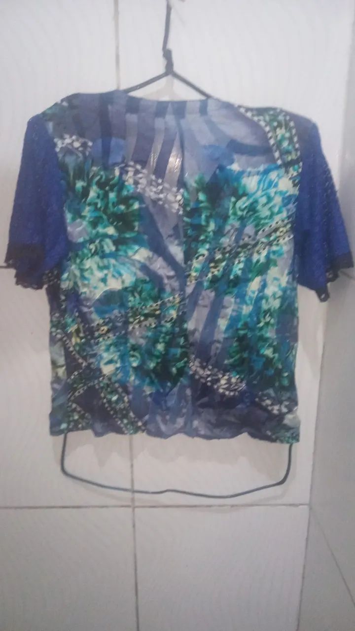 Blusa de Tecido Estampas Azul Feminino M  - Foto 2