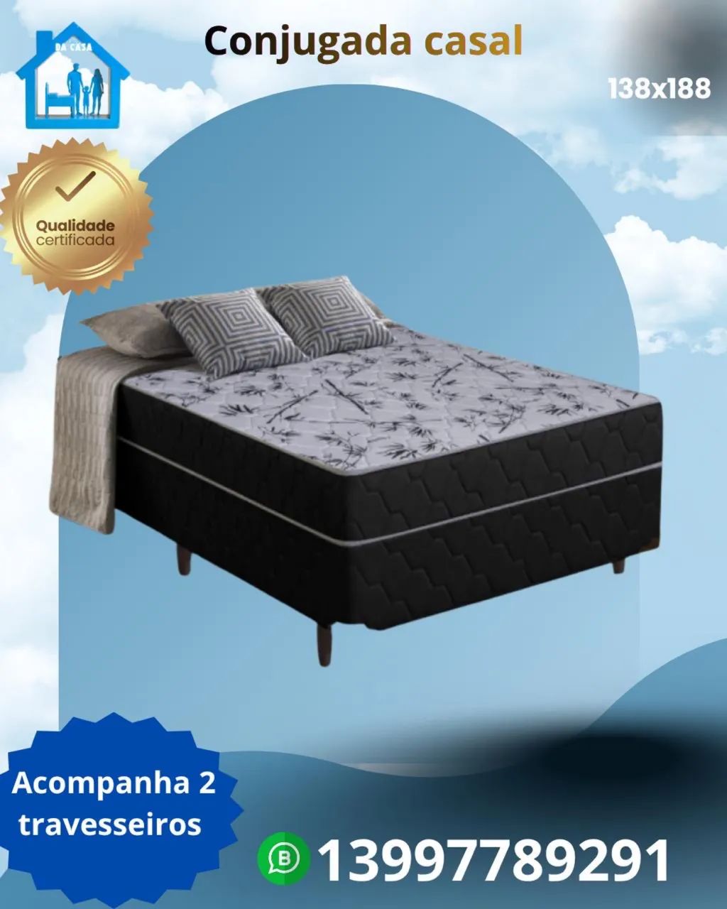 Cama box casal com colchão acoplado d33