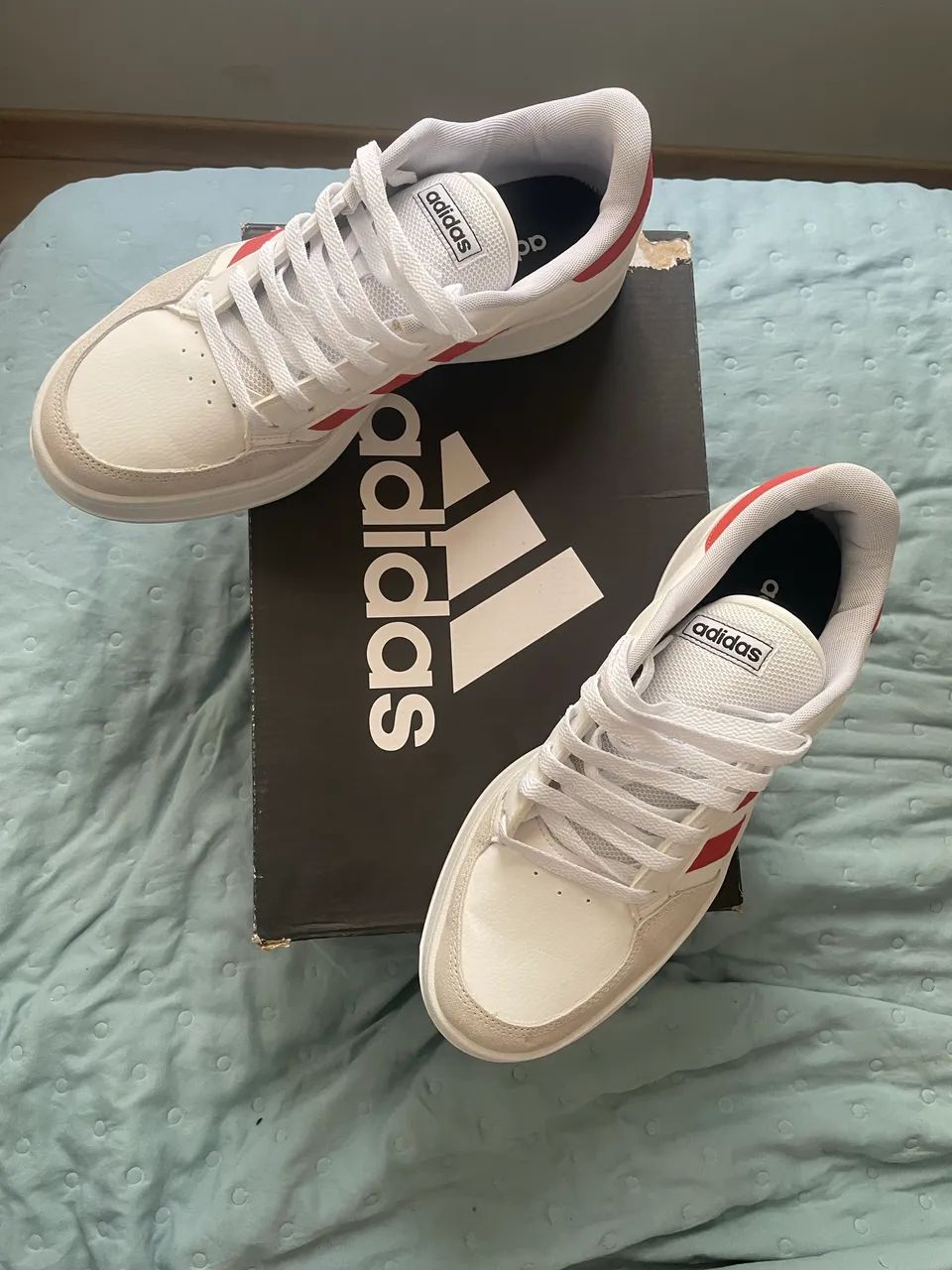 Adidas Breaknet - Branco com Listras Vermelhas  - Foto 4