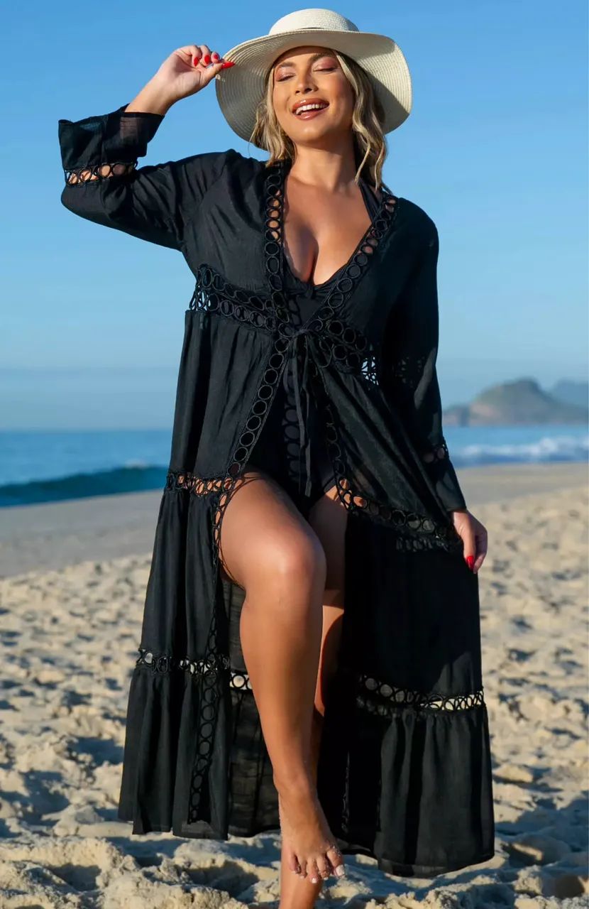 Saída de praia longa preta  - Foto 2